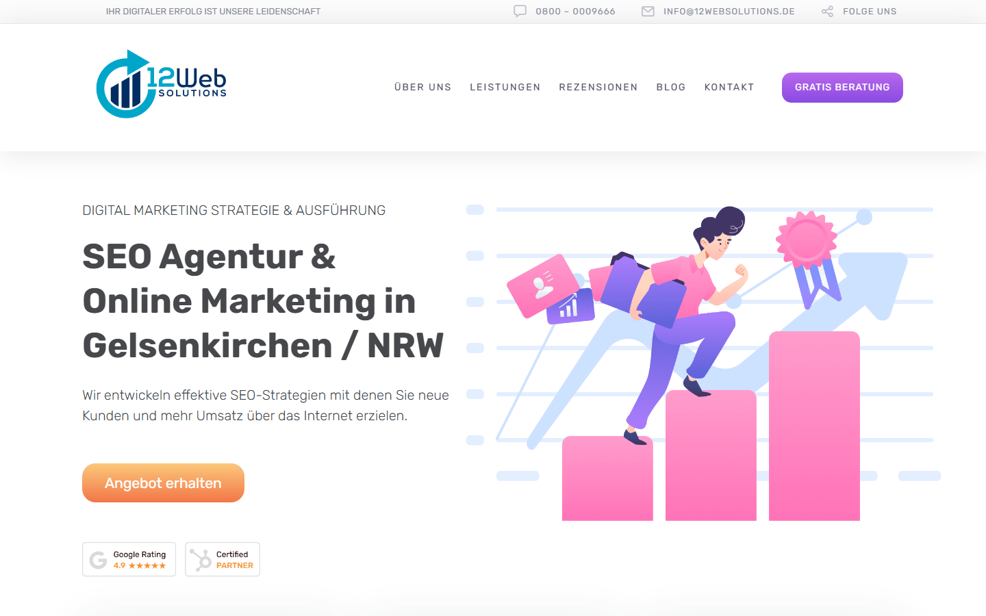 Startseite von 12 Websolutions, SEO-Agentur in Gelsenkirchen