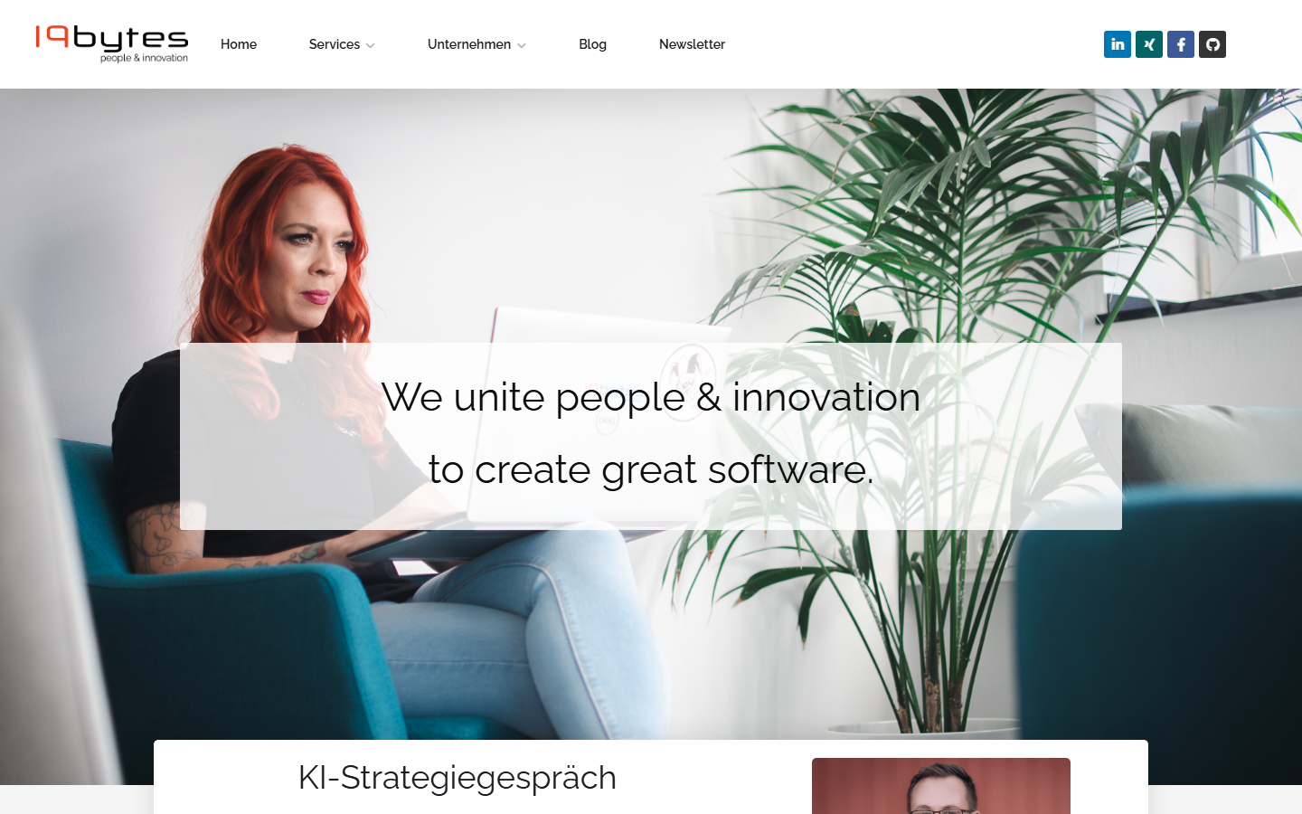 Startseite von 19bytes GmbH, KI-Beratung in Dortmund