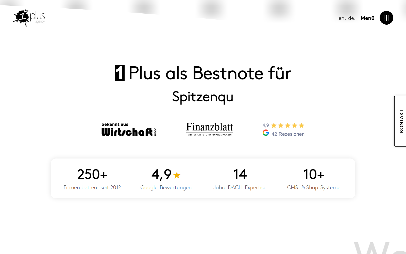 Startseite von 1Plus Agency GmbH, SEO-Agentur in Mannheim