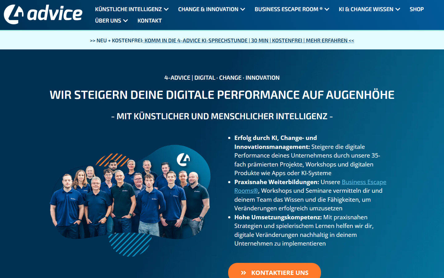 Startseite von 4-advice, KI-Beratung in Bonn