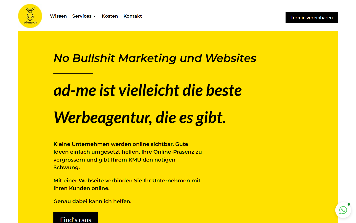 Startseite von ad-me Werbeagentur, SEO-Agentur in Biel