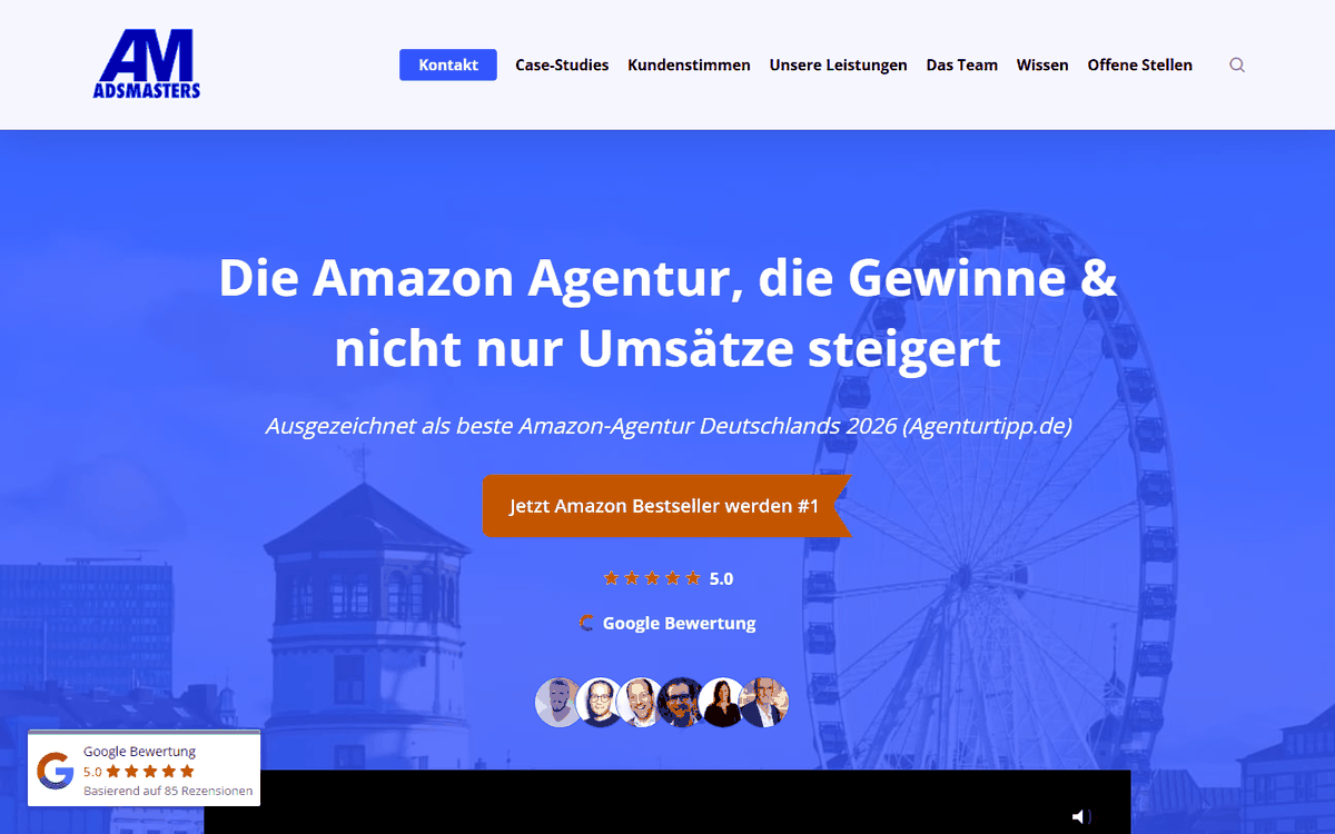 Startseite von AdsMasters GmbH (Amazon Agentur), SEO-Agentur in Düsseldorf