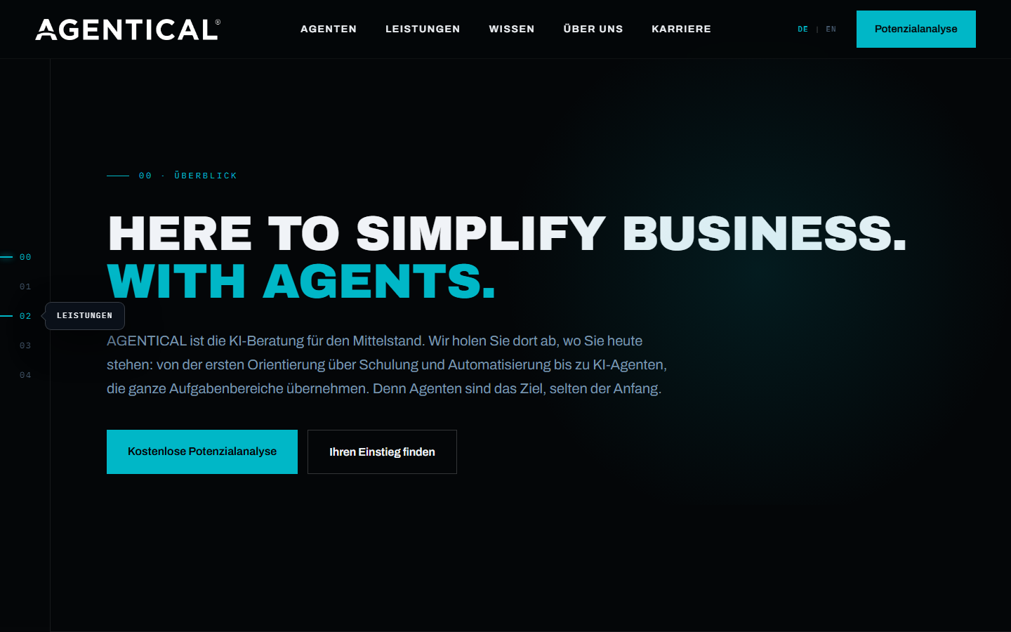 Startseite von AGENTICAL GmbH, KI-Agentur in Köln
