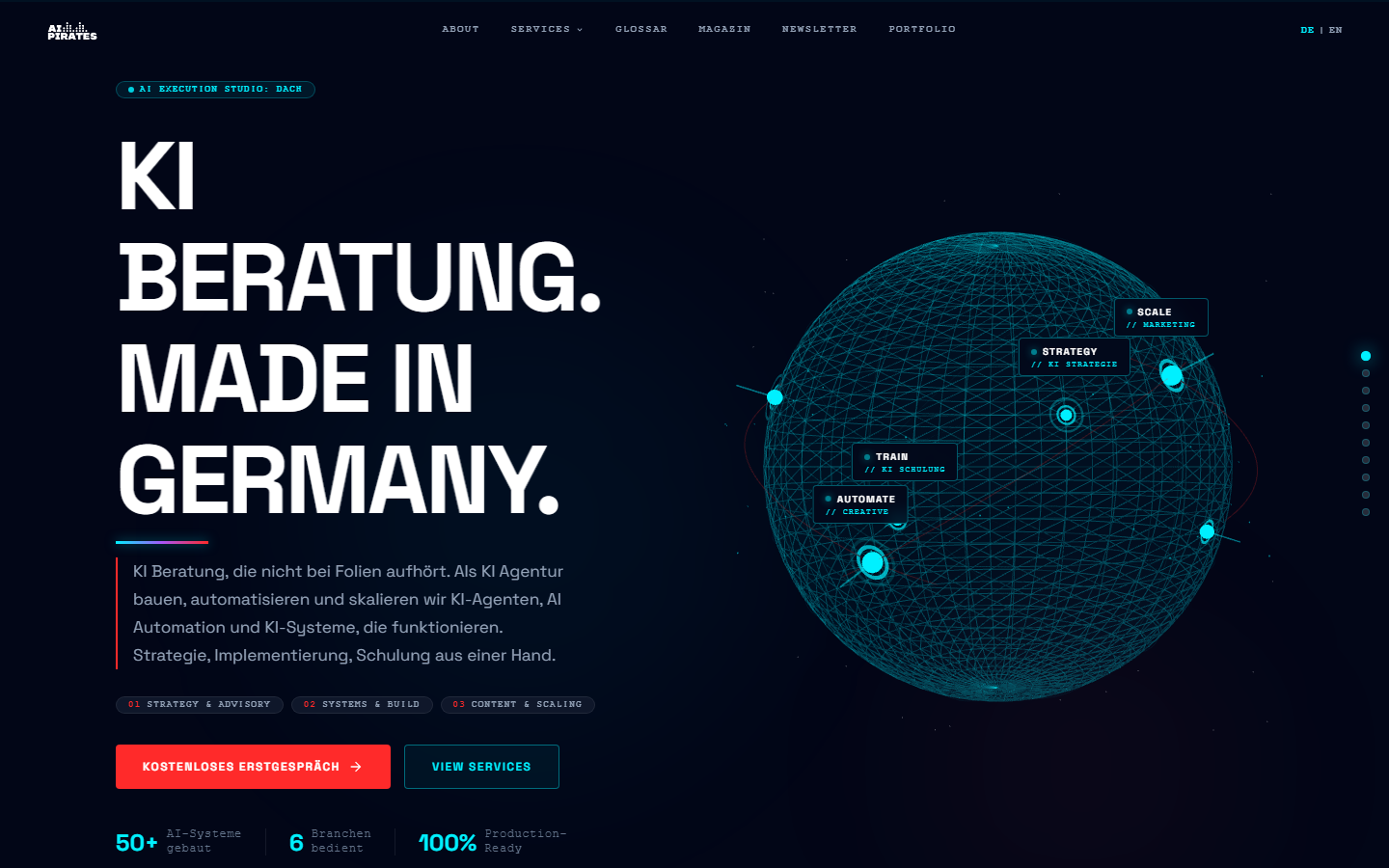 Startseite von AI Pirates, KI-Agentur in München