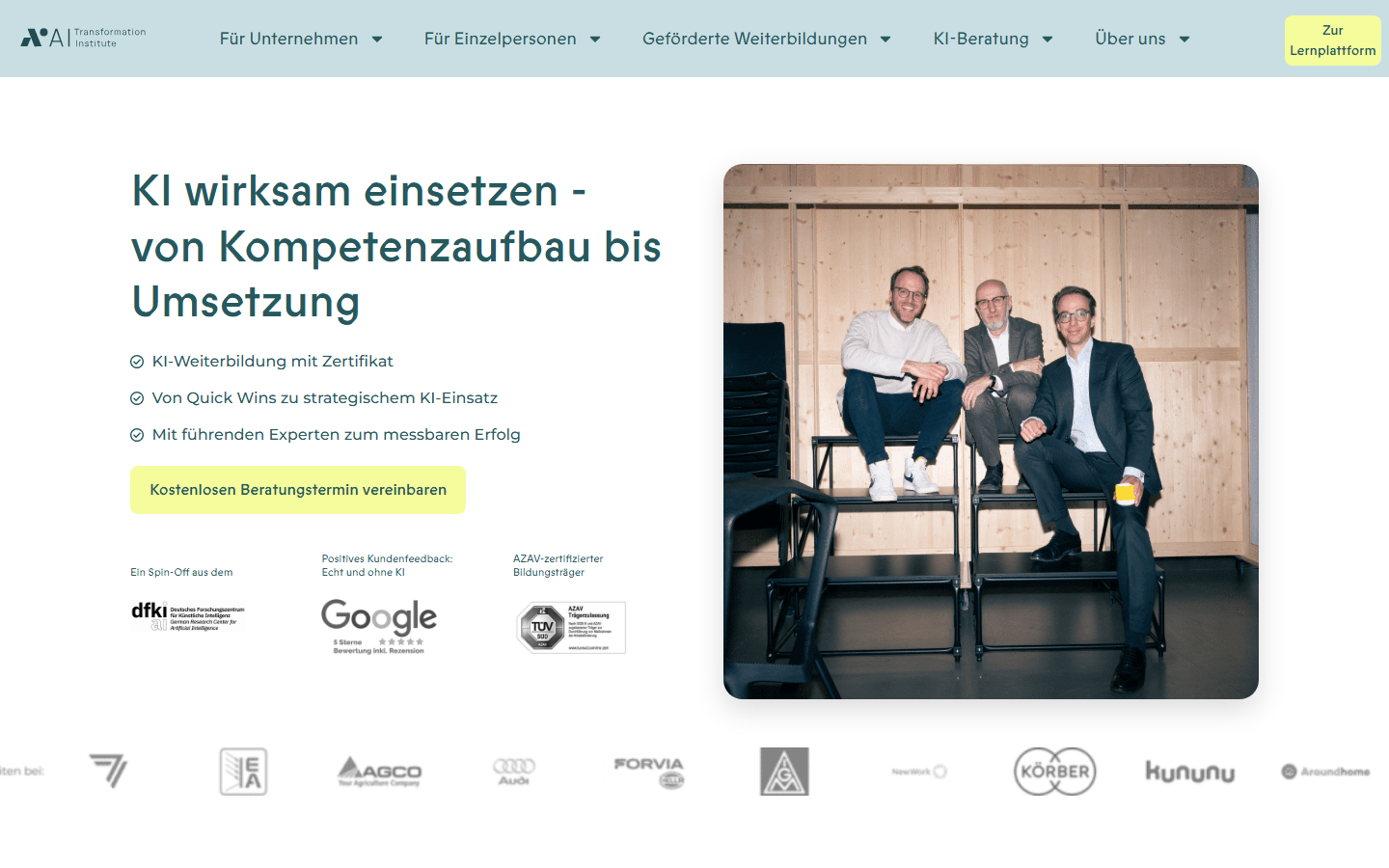 Startseite von AI Transformation Institute, KI-Beratung in Berlin
