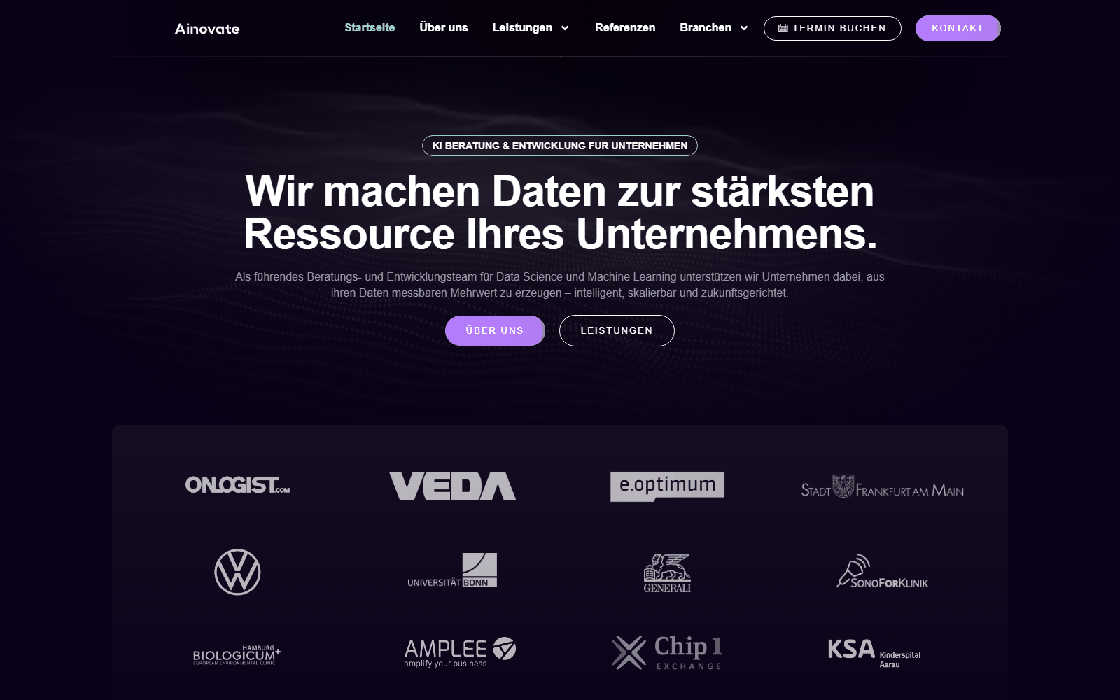 Startseite von Ainovate GmbH, KI-Beratung in Frankfurt