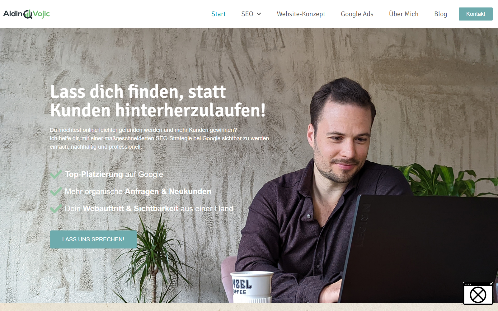 Startseite von Aldin Vojic, SEO-Agentur in Augsburg