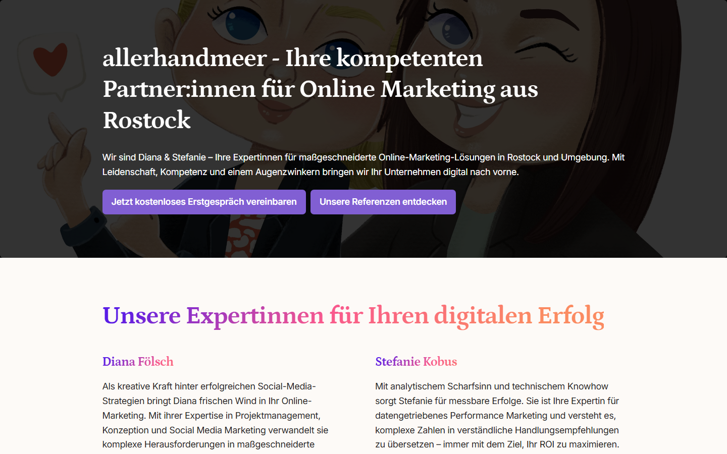 Startseite von allerhandmeer, SEO-Agentur in Mecklenburg-Vorpommern