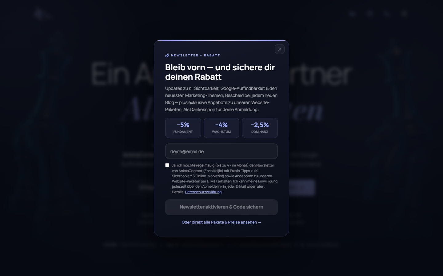 Startseite von AnimaContent, SEO-Agentur in Mülheim