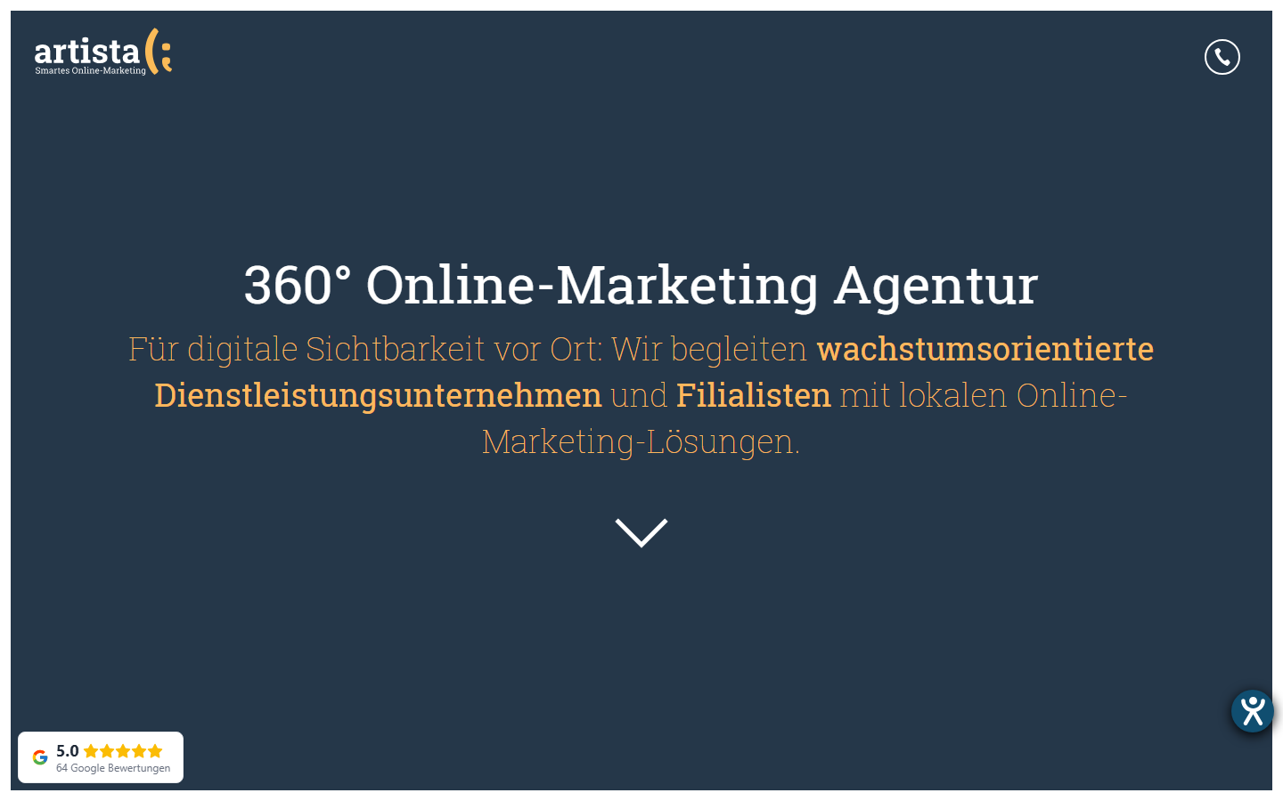 Startseite von artista GmbH, SEO-Agentur in Leverkusen