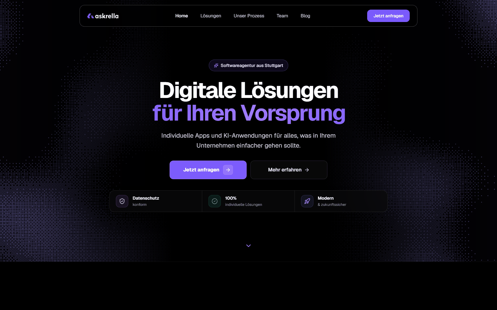 Startseite von Askrella Software, KI-Beratung in Stuttgart
