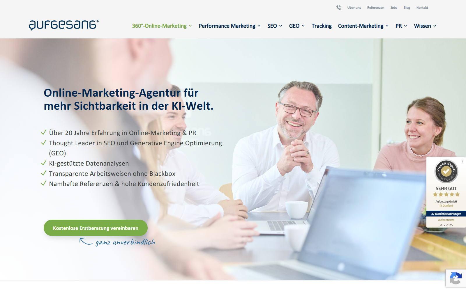 Startseite von Aufgesang GmbH, SEO-Agentur in Hannover