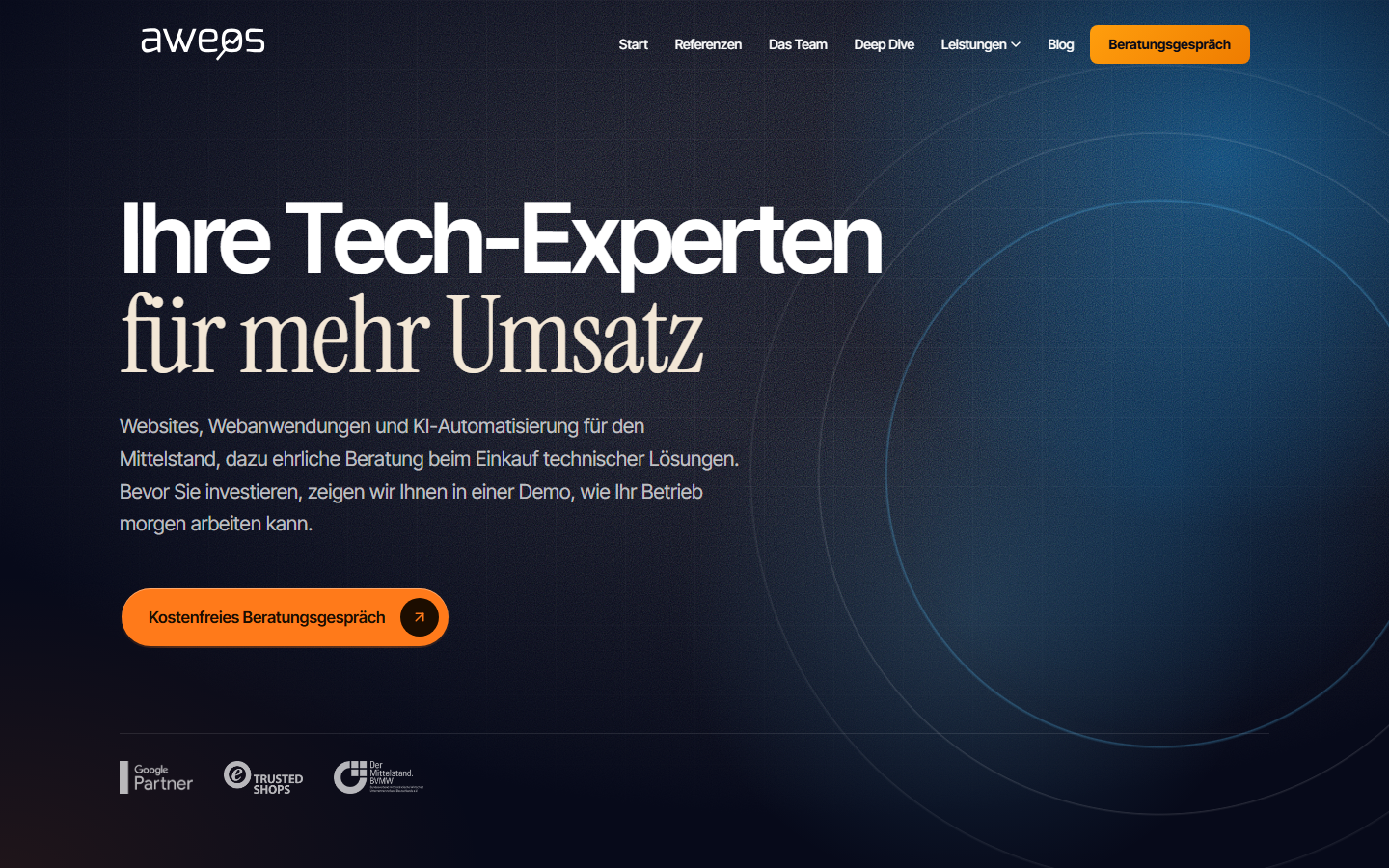 Startseite von AWEOS GmbH, SEO-Agentur in Solingen