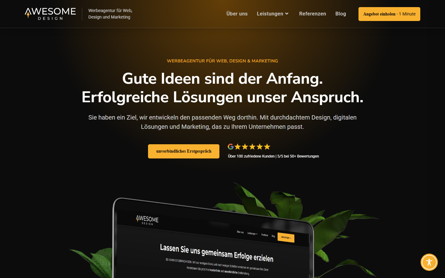 Startseite von Awesome Design, SEO-Agentur in Halle