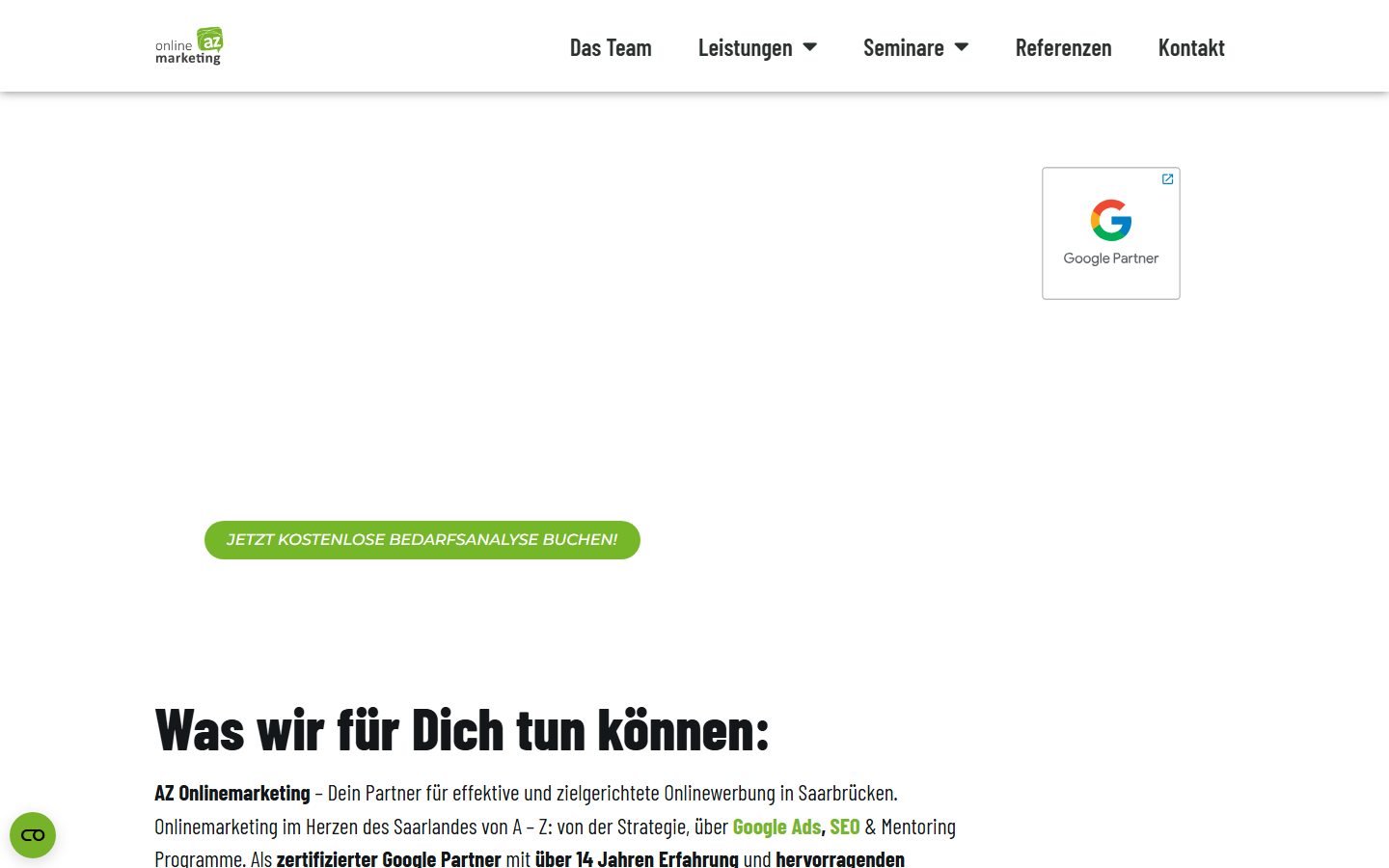 Startseite von AZ Onlinemarketing | SEA & SEO, SEO-Agentur in Saarbrücken