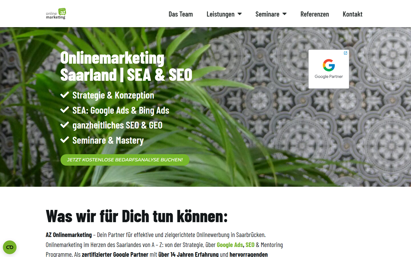 Startseite von AZ Onlinemarketing | SEA & SEO, SEO-Agentur in Saarland