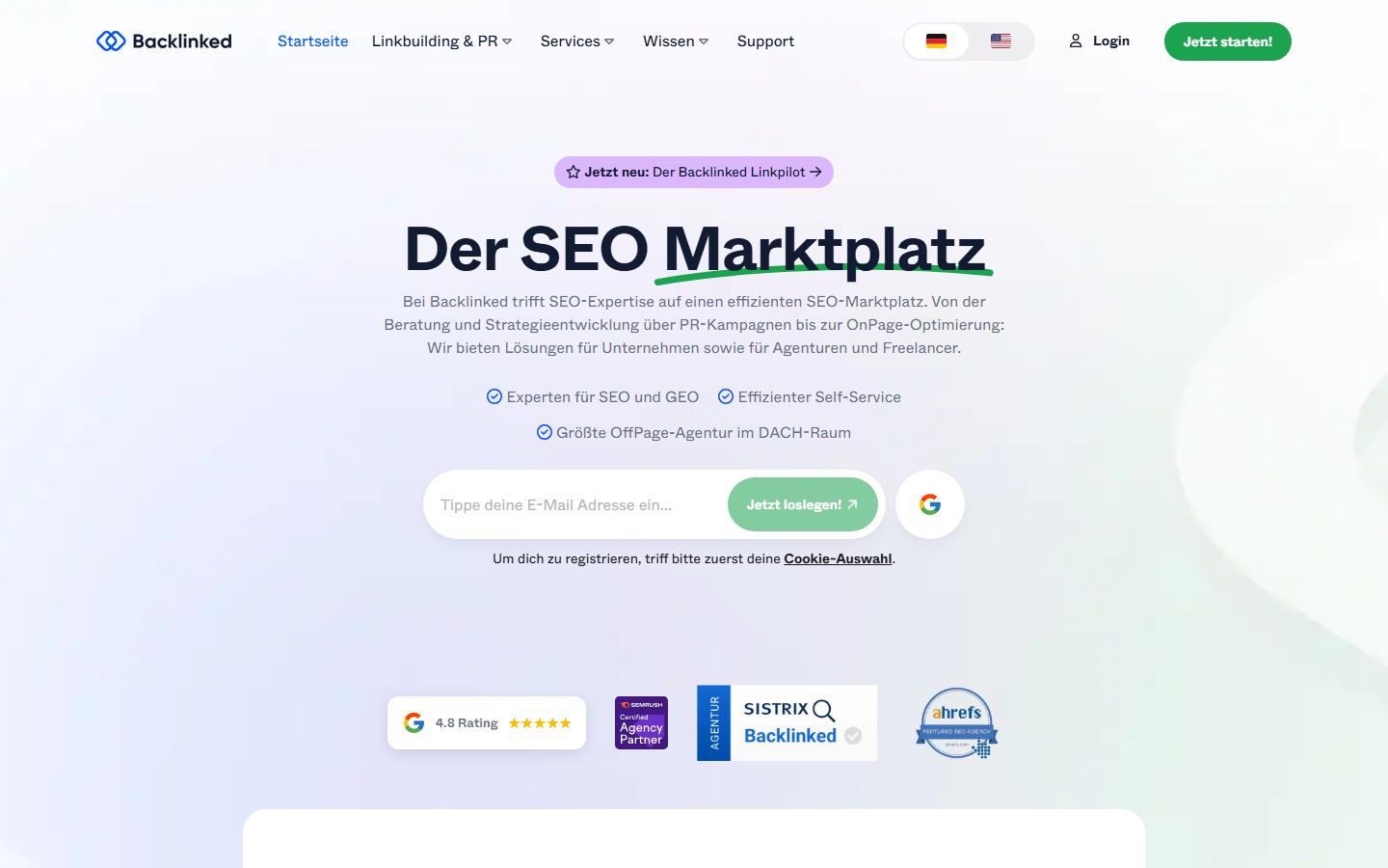 Startseite von Backlinked, SEO-Agentur in Bonn