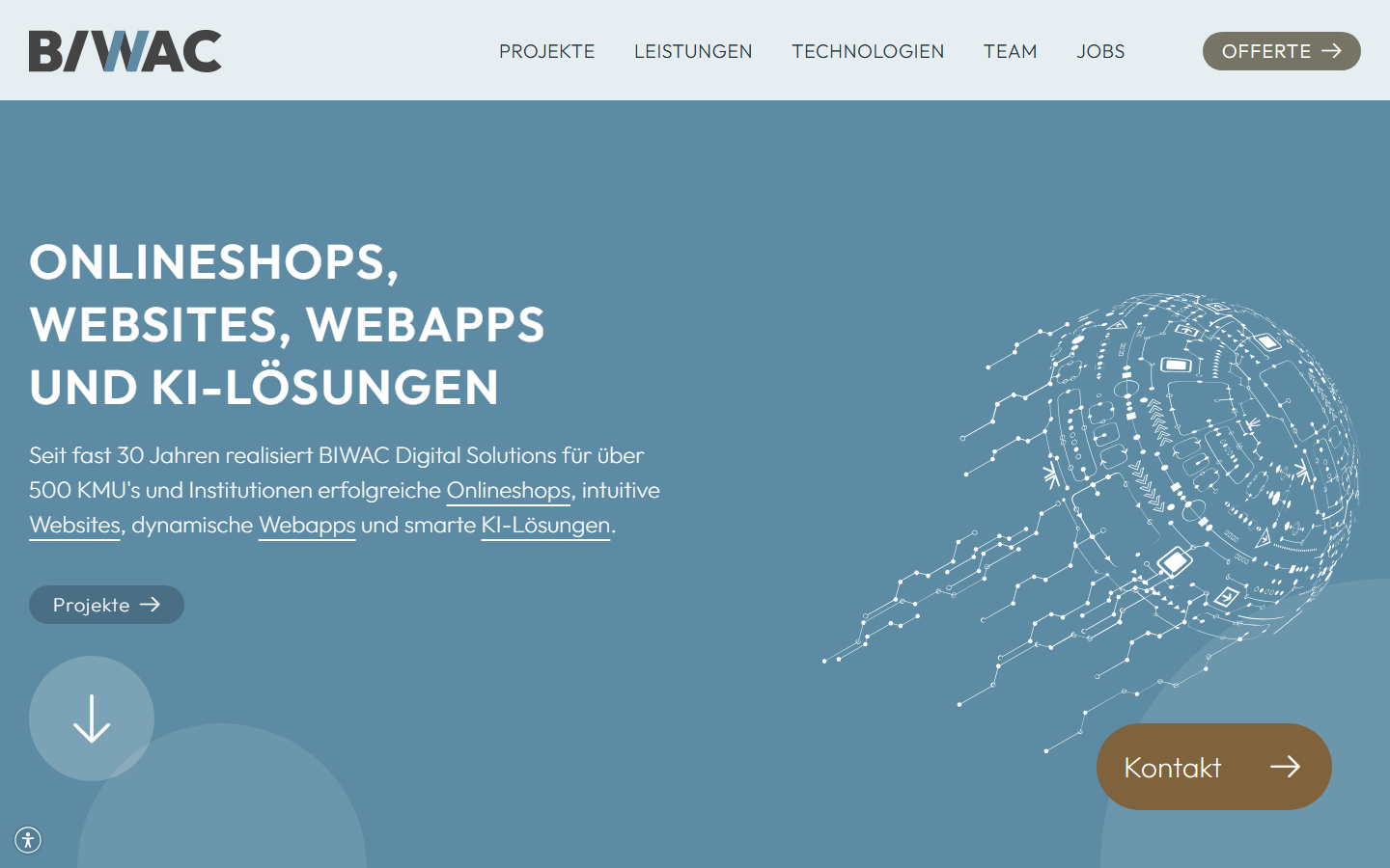 Startseite von BIWAC digital solutions, SEO-Agentur in Solothurn