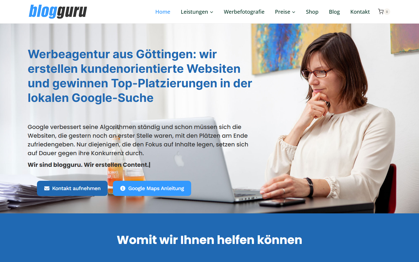 Startseite von Blogguru, SEO-Agentur in Göttingen