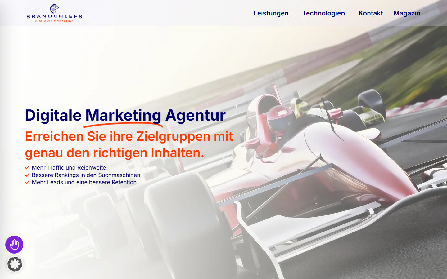 Startseite von Brandchiefs, SEO-Agentur in Neuss
