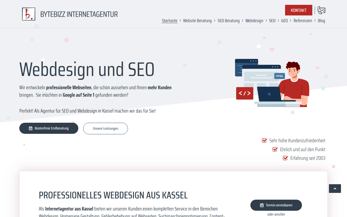 Startseite von Bytebizz Internetagentur, SEO-Agentur in Hessen