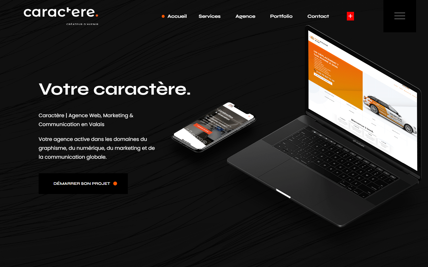 Startseite von Caractère | Agence Web, marketing & communication Valais, SEO-Agentur in Sion