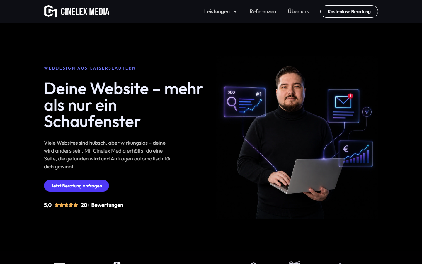 Startseite von Cinelex Media, SEO-Agentur in Rheinland-Pfalz