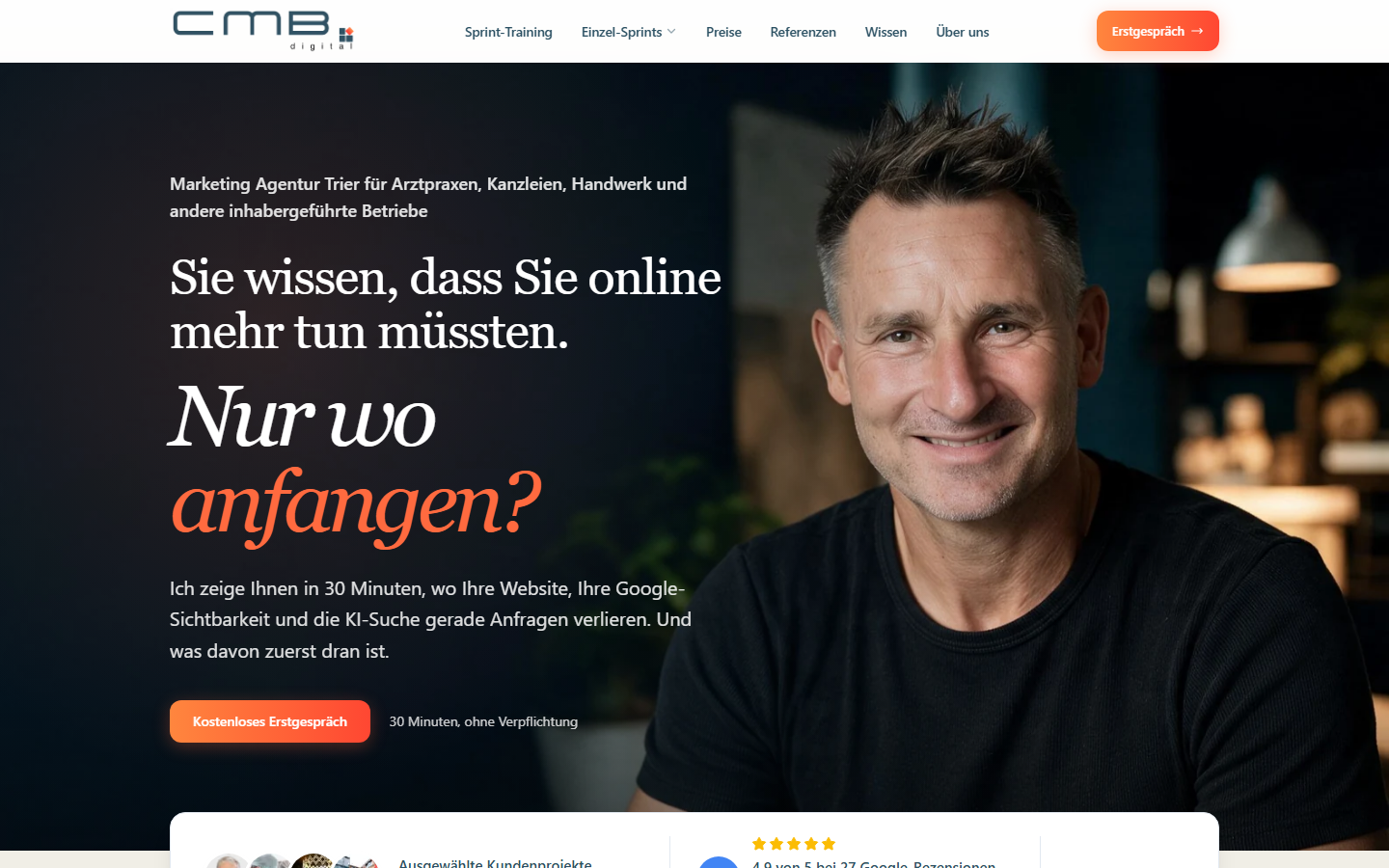 Startseite von CMB Digital, SEO-Agentur in Trier