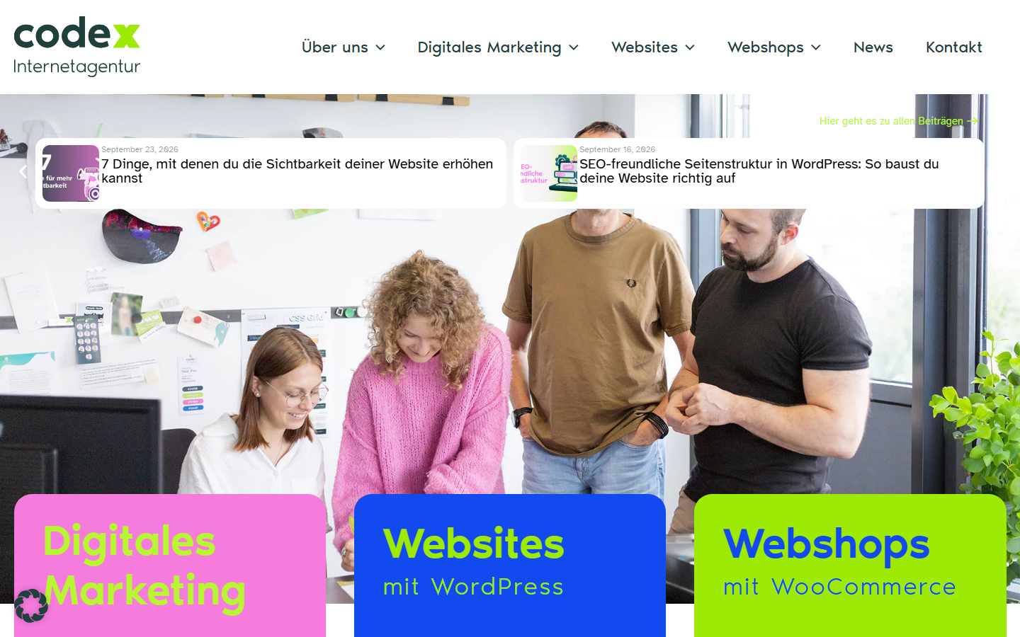 Startseite von code-x GmbH, SEO-Agentur in Paderborn