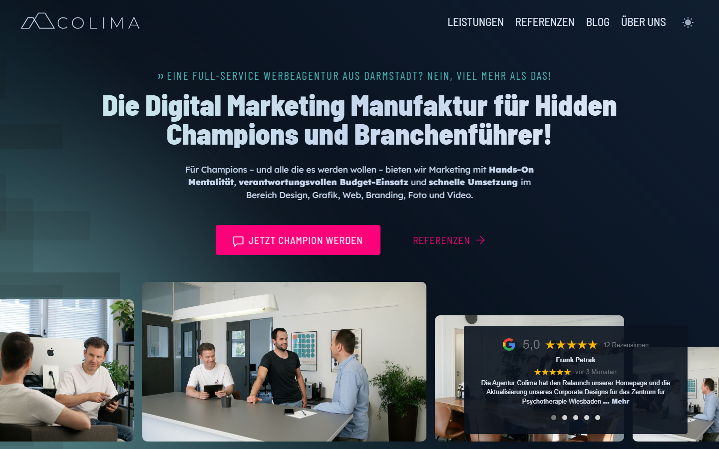 Startseite von COLIMA Agentur, SEO-Agentur in Darmstadt