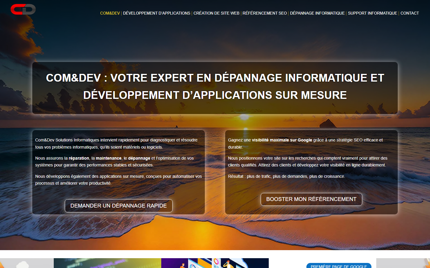 Startseite von Com&Dev Informatique, SEO-Agentur in Neuenburg