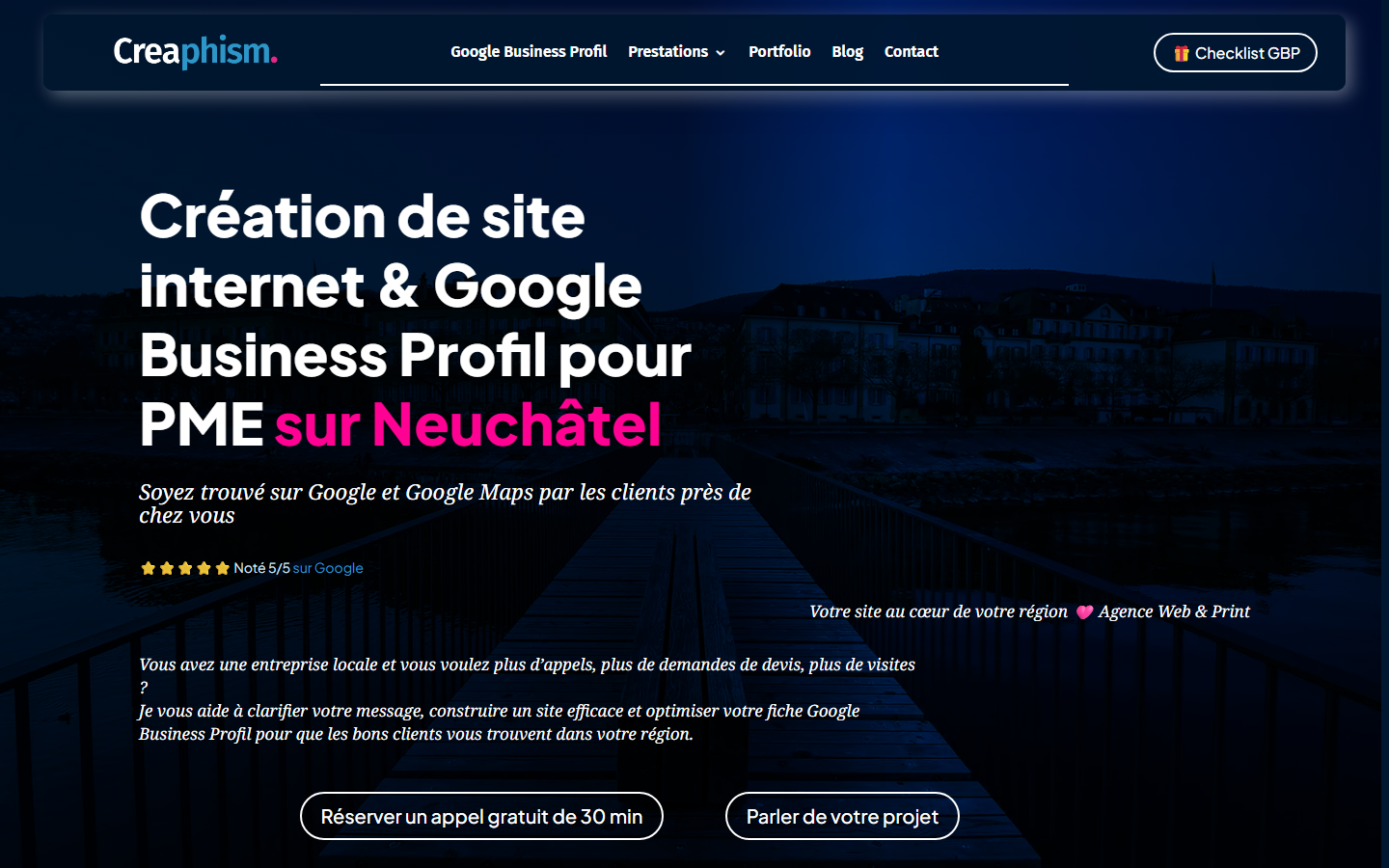 Startseite von Creaphism, SEO-Agentur in Neuenburg