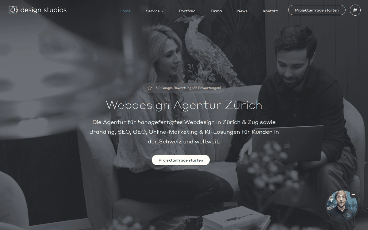 Startseite von D4design Studios Webdesign GmbH, SEO-Agentur in der Schweiz