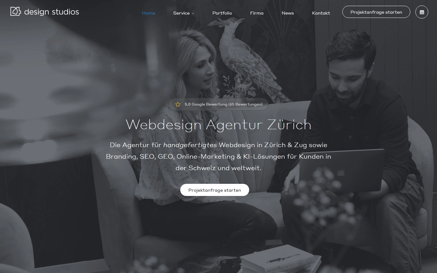 Startseite von D4design Studios Webdesign GmbH, SEO-Agentur in der Schweiz