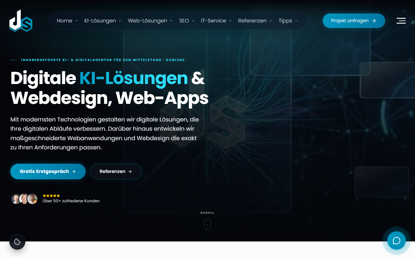 Startseite von Dare Solutions, SEO-Agentur in Koblenz