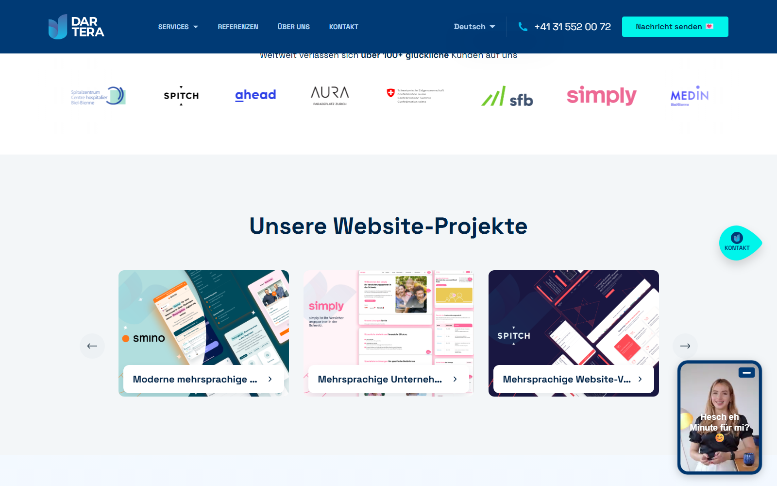 Startseite von Dartera GmbH, SEO-Agentur in Zug