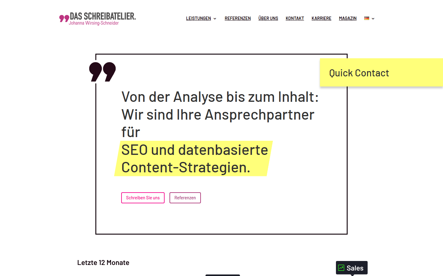 Startseite von Das Schreibatelier, SEO-Agentur in Bamberg