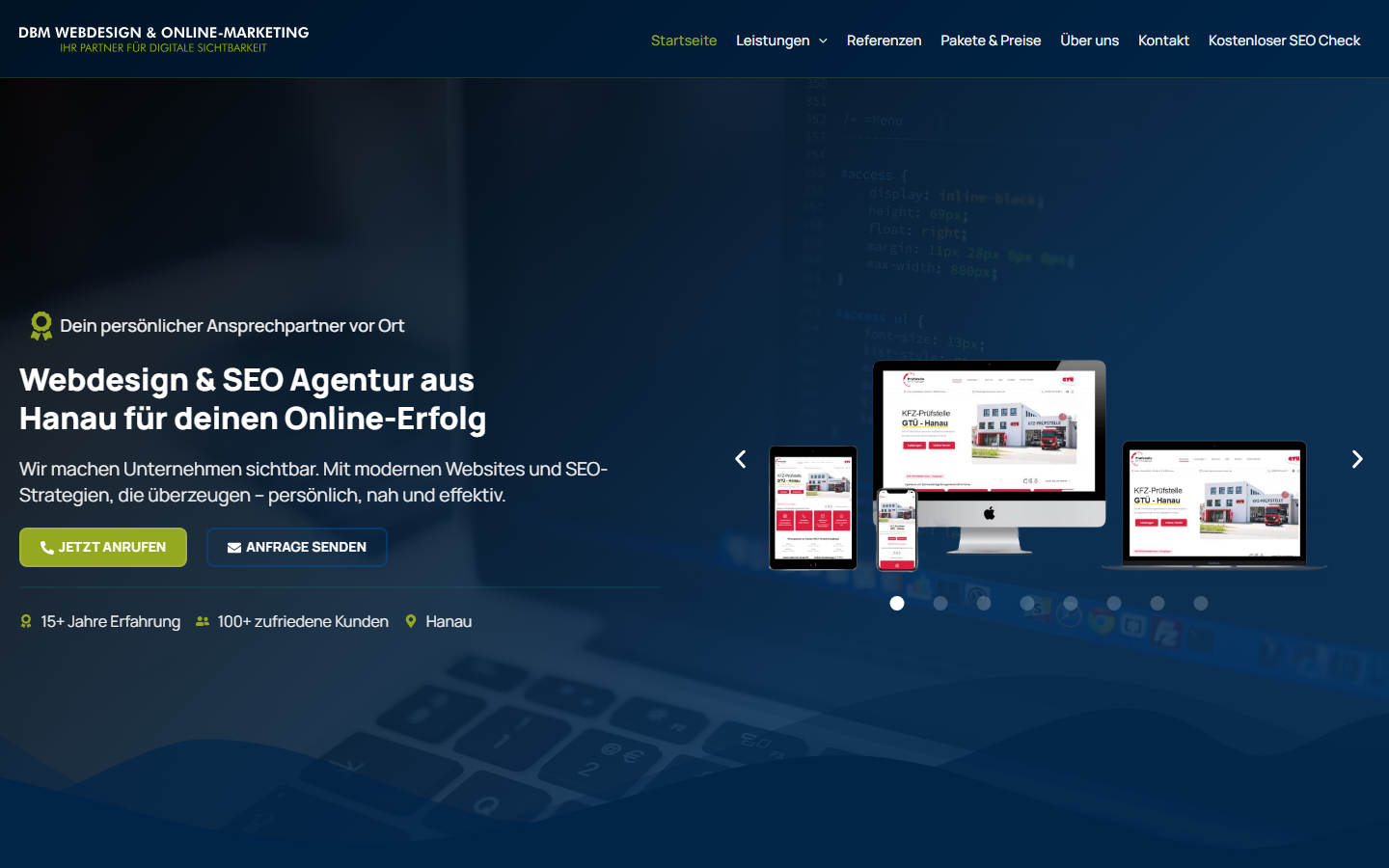 Startseite von DBM Webdesign & Online-Marketing, SEO-Agentur in Hanau
