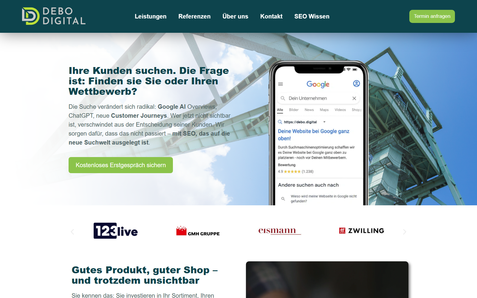 Startseite von Debo Digital GmbH, SEO-Agentur in Herne