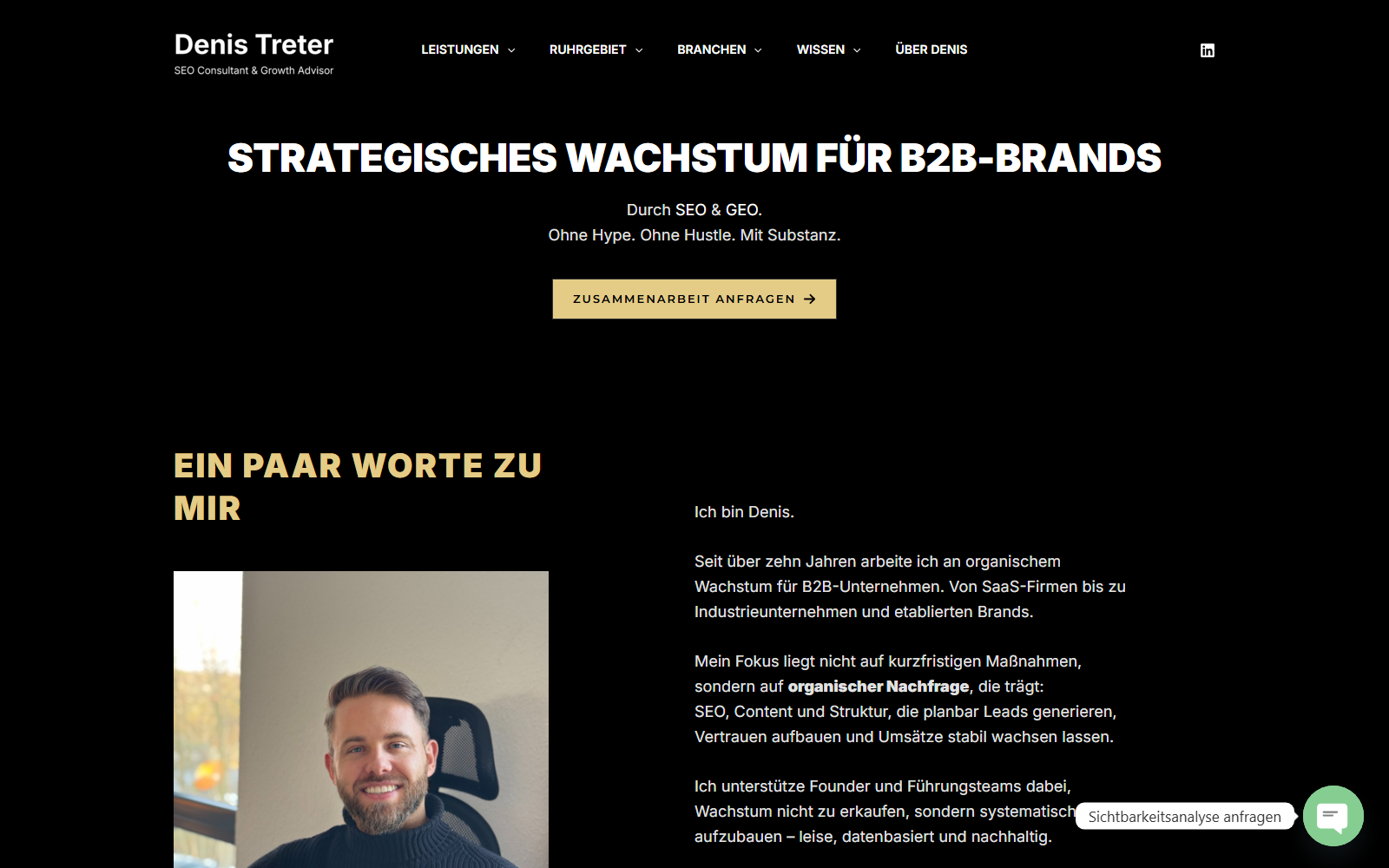 Startseite von Denis Treter - SEO-Berater & Growth Advisor, SEO-Agentur in Essen