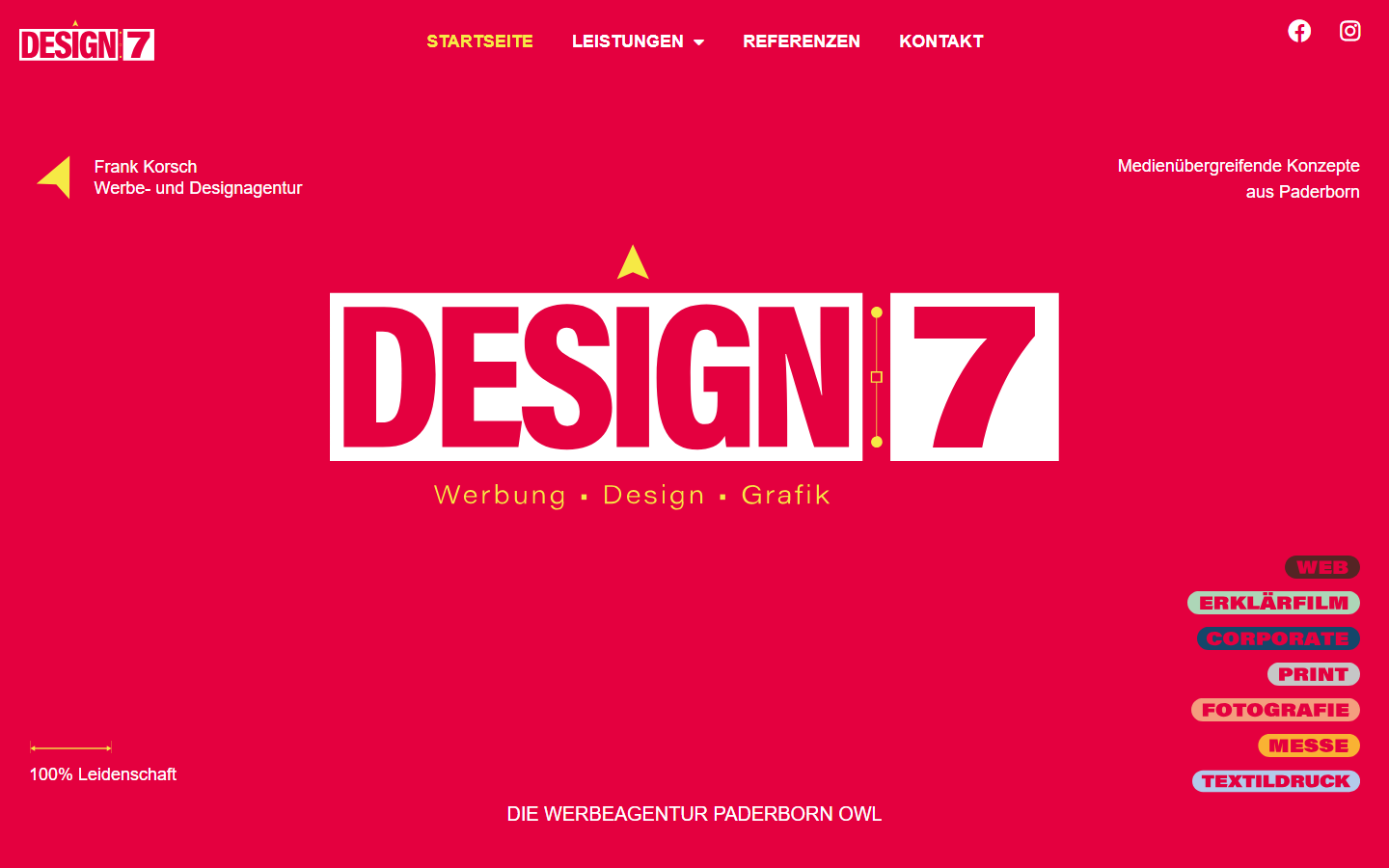 Startseite von DESIGN 7, SEO-Agentur in Paderborn