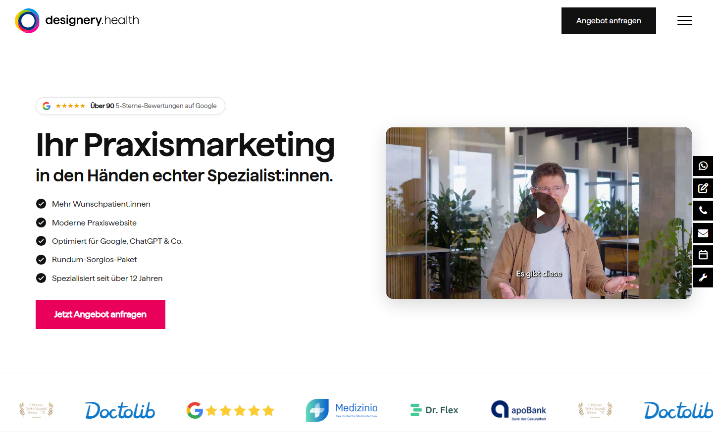 Startseite von Designery Health, SEO-Agentur in Köln