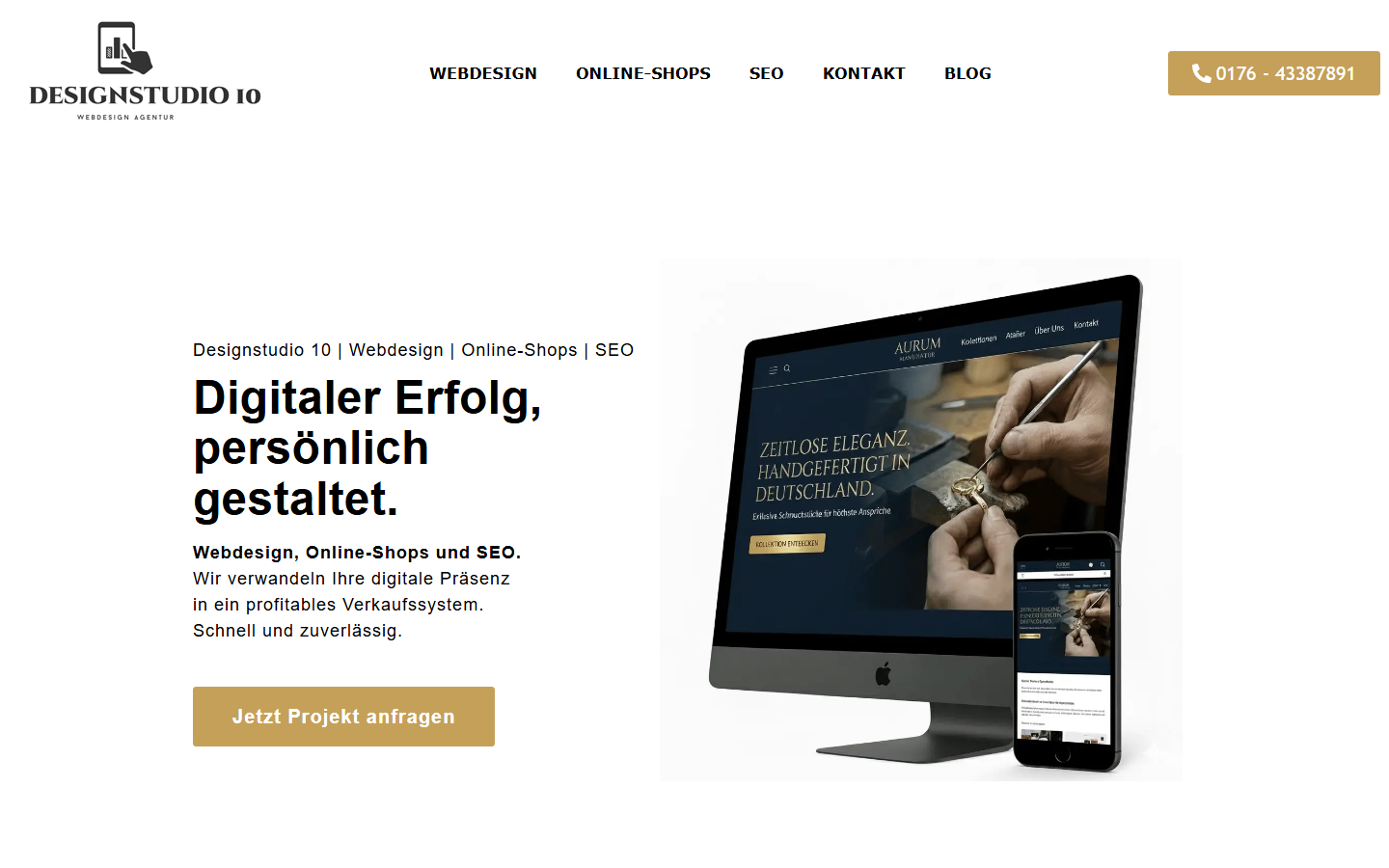 Startseite von Designstudio 10, SEO-Agentur in Ingolstadt