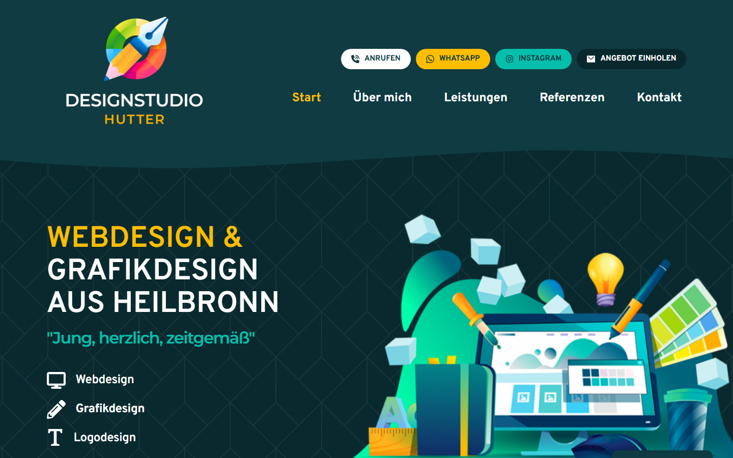 Startseite von Designstudio Hutter, Webdesign und Grafikdesign Heilbronn, SEO-Agentur in Heilbronn