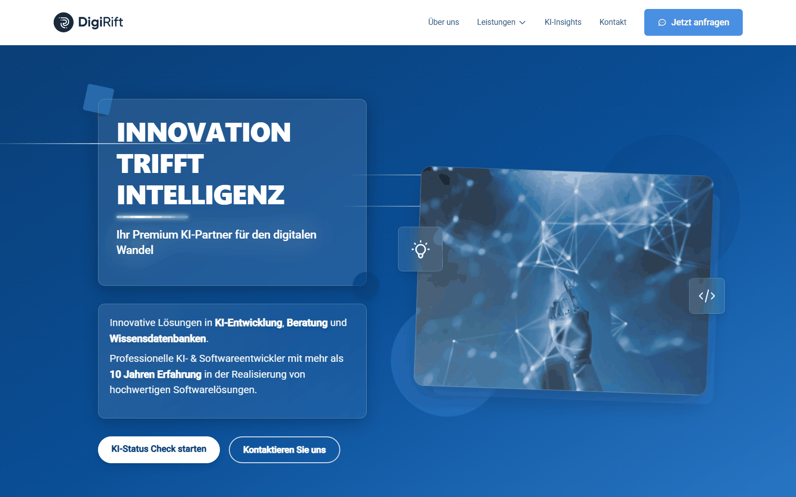Startseite von DigiRift GmbH, KI-Beratung in Hamburg