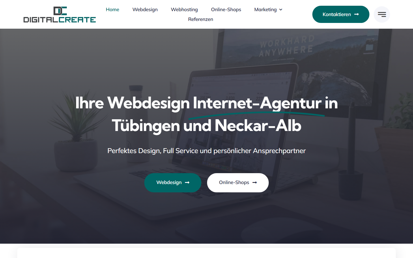 Startseite von DigitalCreate Internet-Agentur, SEO-Agentur in Tübingen
