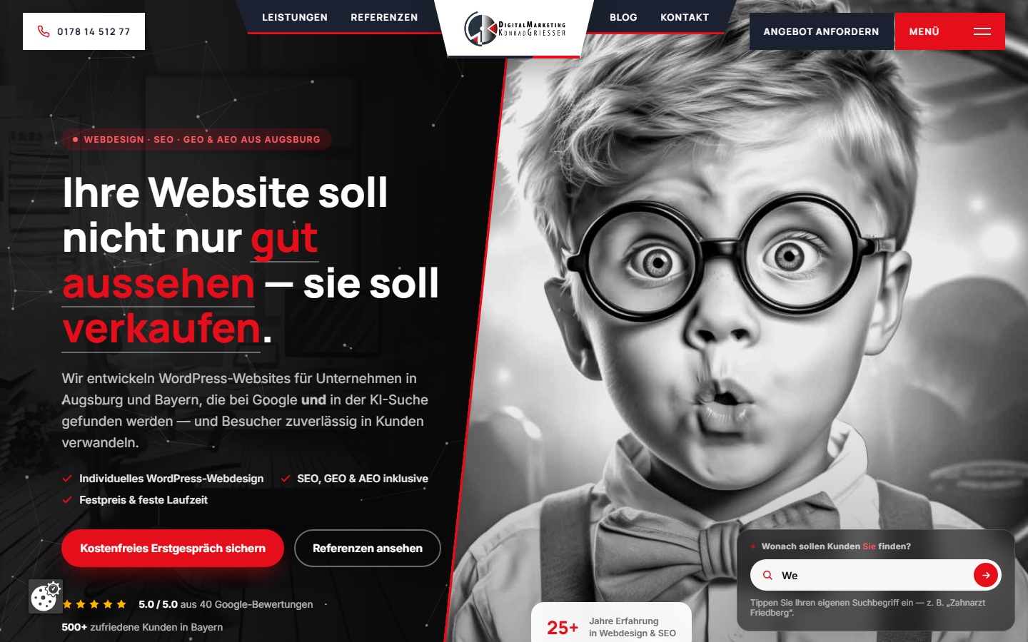 Startseite von Digitalmarketing Griesser, SEO-Agentur in Augsburg