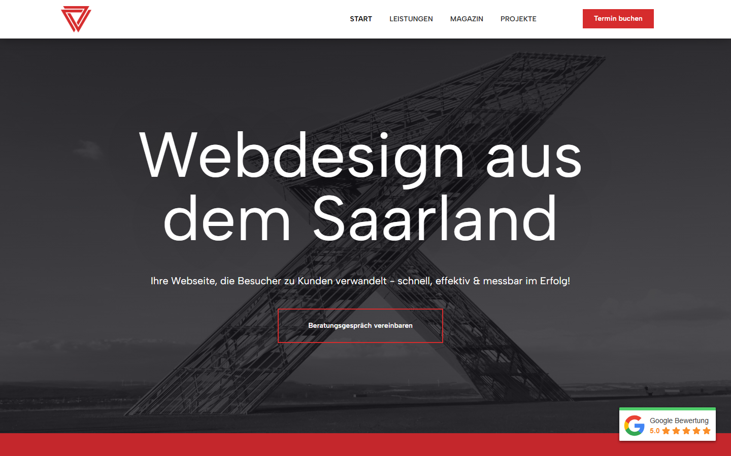 Startseite von Dreiebenen, SEO-Agentur in Saarland