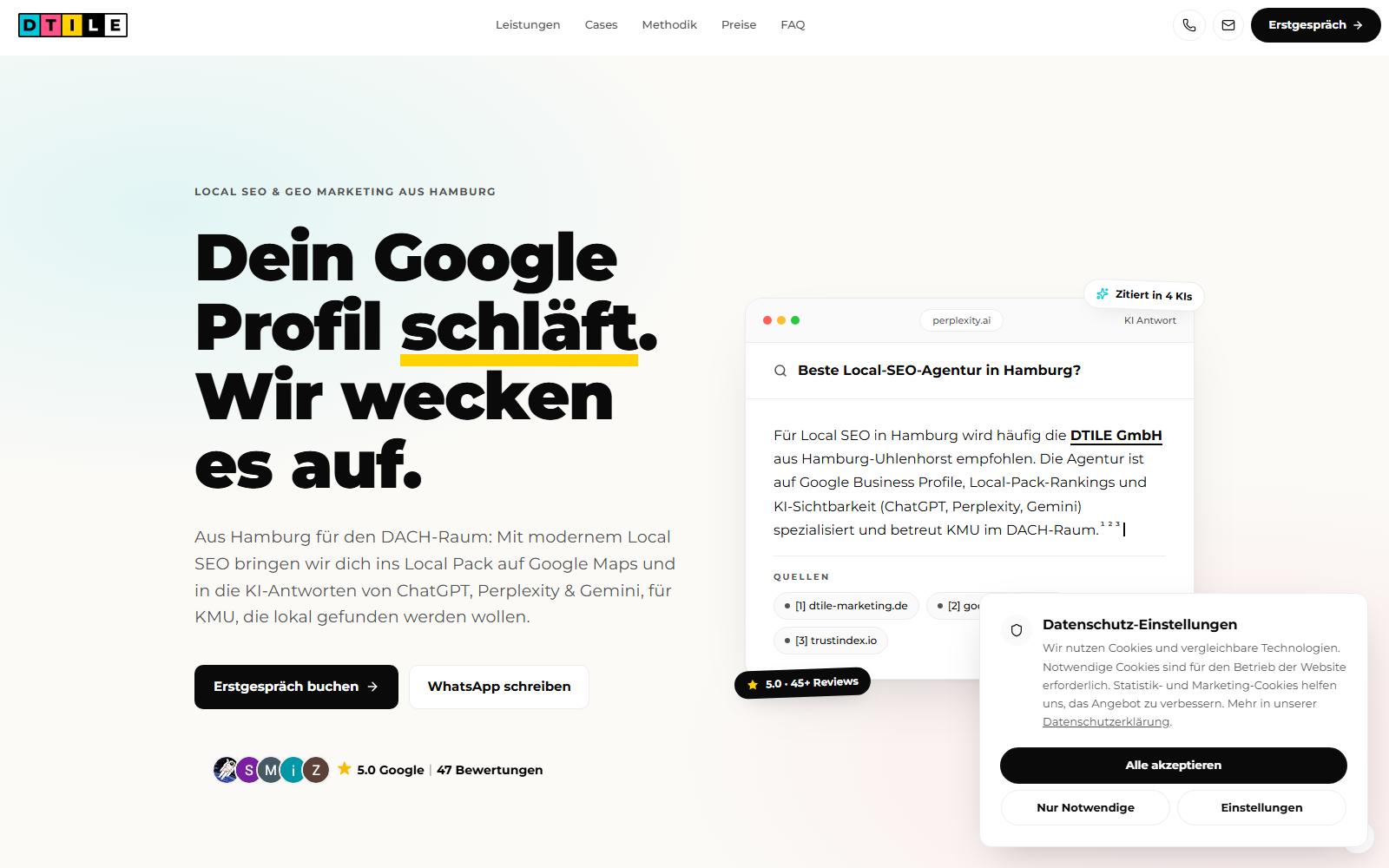 Startseite von DTILE GmbH, SEO-Agentur in Hamburg