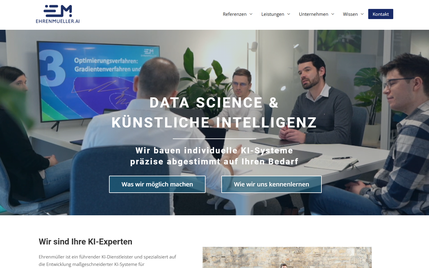 Startseite von Ehrenmüller GmbH, KI-Agentur in Bayern